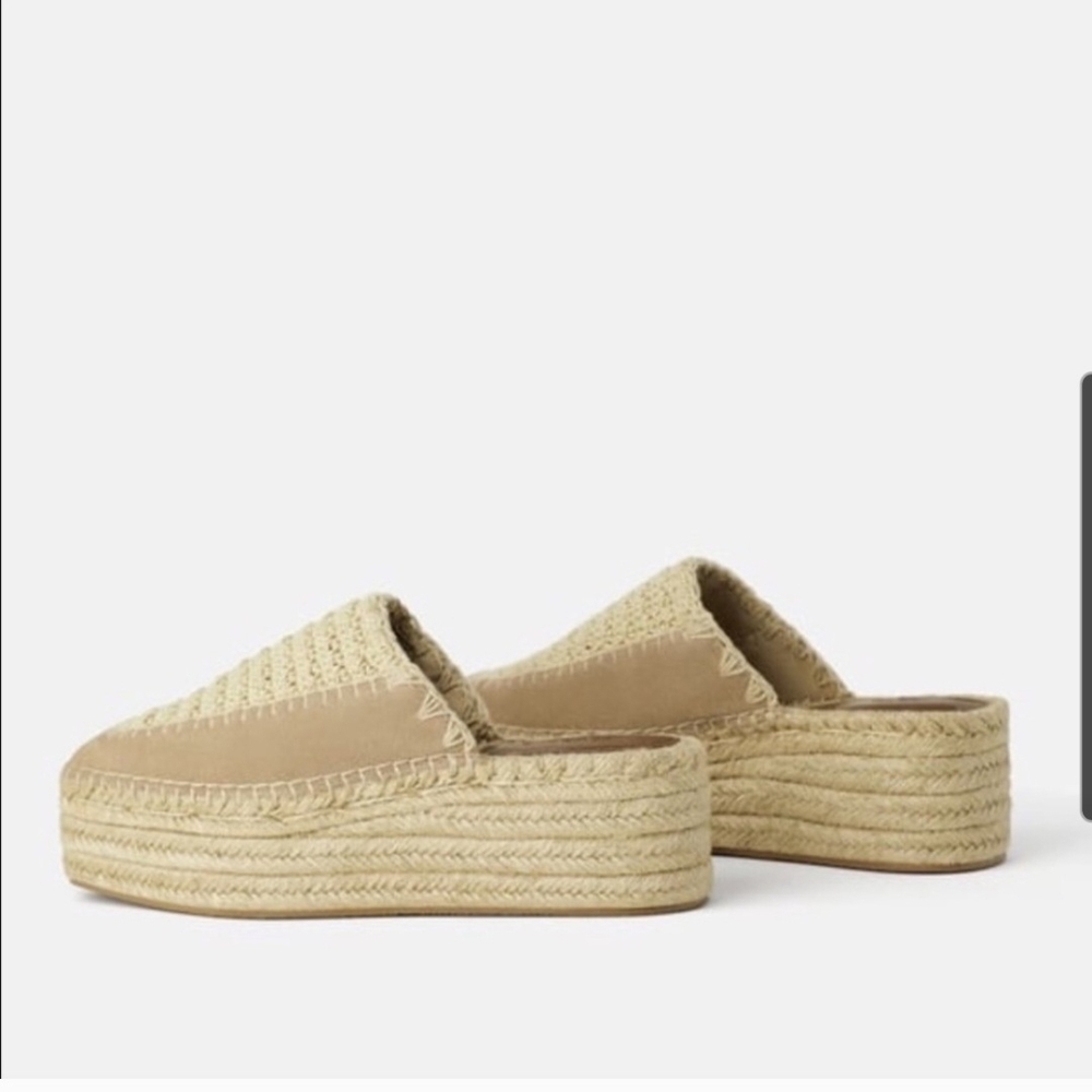 Zara Beige Espadrille Platform Slides
